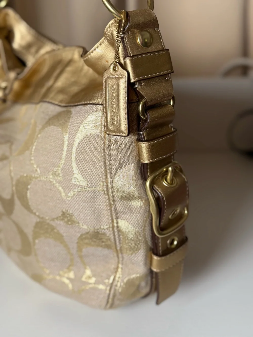 Coach Gold Signature Hobo Bag